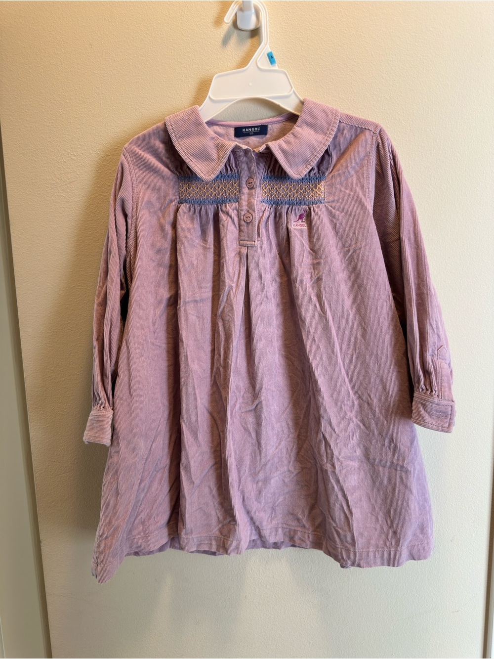 Kangol Lilac Corduroy Smocked Collar Dress